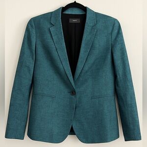 Theory Linen Blend Teal Single-Button Blazer (Size 16)